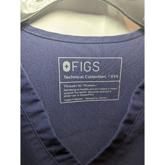 Figs Technical Collection Blue Scrub Top Style W21SW1003 Women’s Size XXS Blue - Picture 6 of 12
